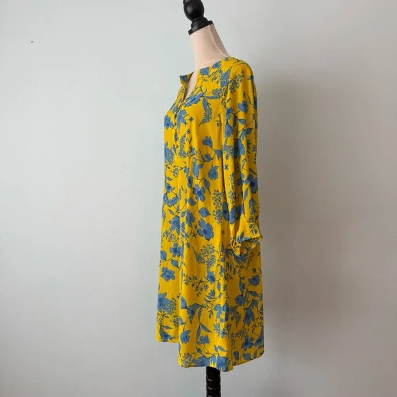 💙💛 Cabi Yellow Blue Floral Tunic Dress Size L Flowy Boho Lightweight💙💛 - Picture 7 of 11